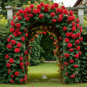 Роза плетистая Алый Триумф купить по цене от 319р. в интернет-магазине «Посадика» с доставкой почтой в в Пушкиное и по всей России – [изображение №1].